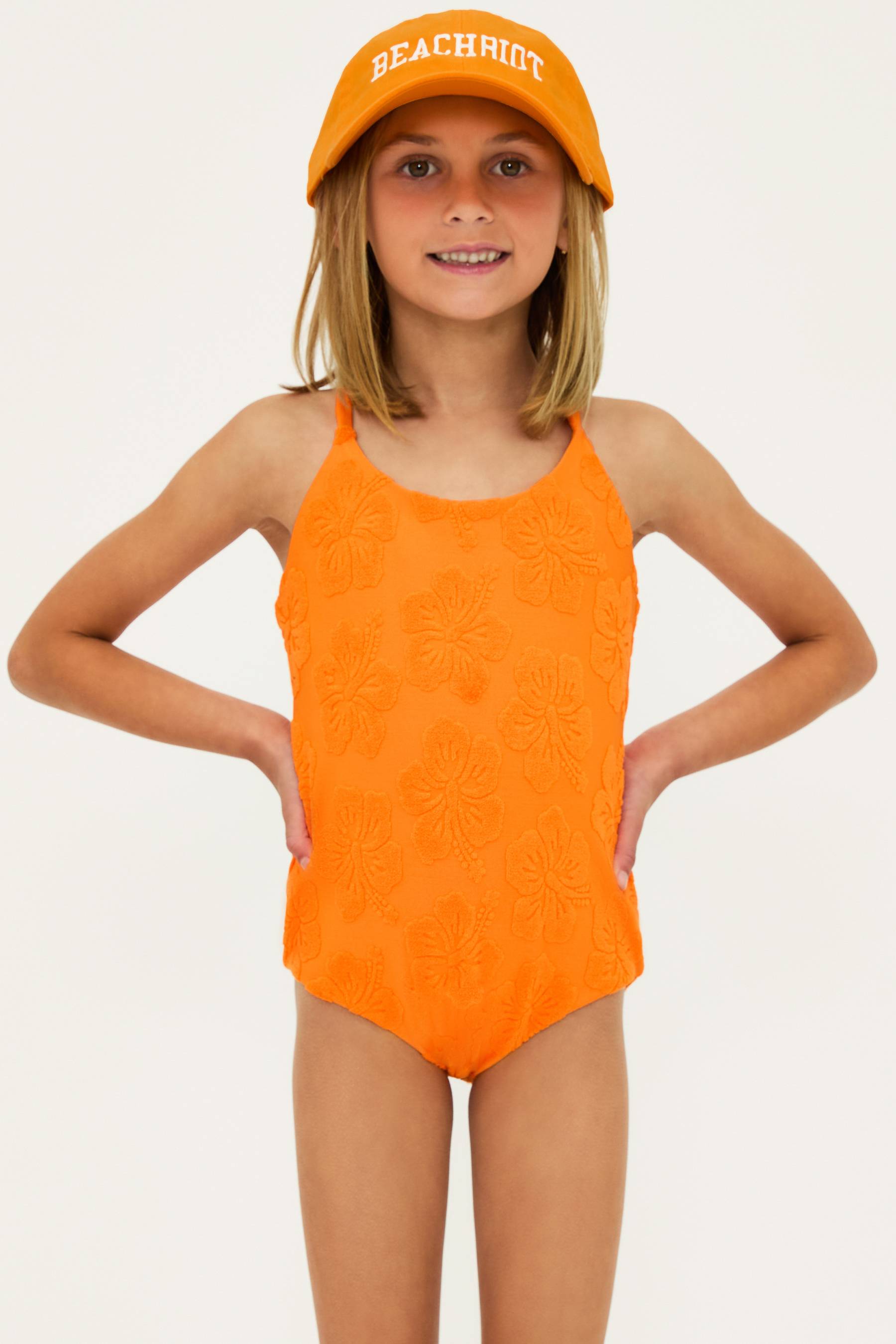 girls orange one piece swimsuit